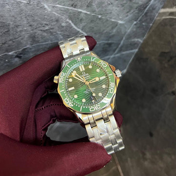 Omega semester green steel strap