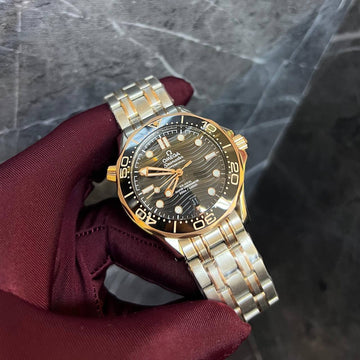 Omega semester black in rose gold steel strap