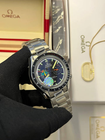 Omega speed master black steel strap