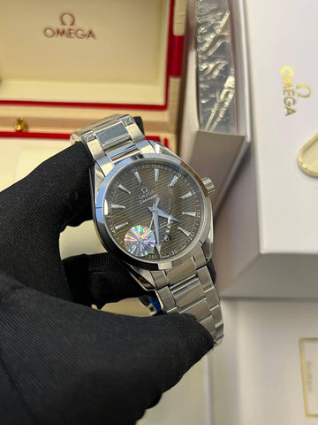 Omega aqua tera silver steel strap