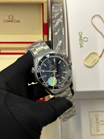 Omega semester black steel strap