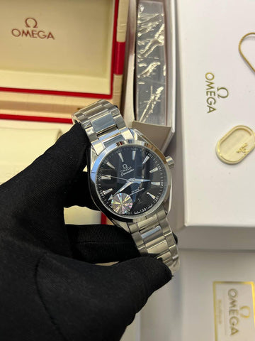 Omega semester aqua tera black steel strap