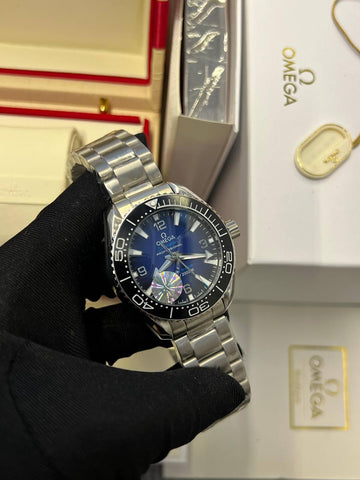 Omega semester blue in black steel strap
