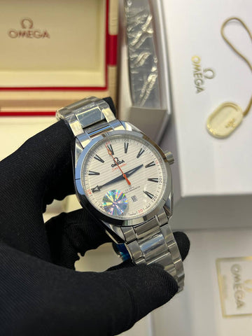 Omega semester aqua tera white steel strap