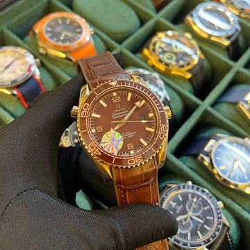 Omega semester red leather strap