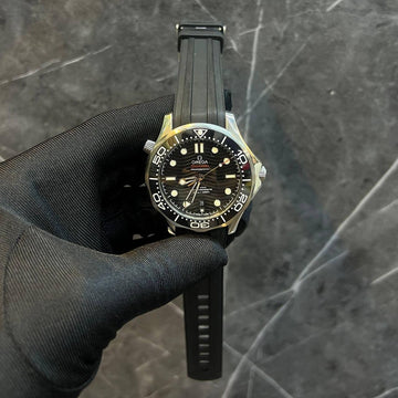 Omega semester black in silver leather strap