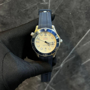 Omega semester white in blue leather strap