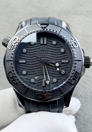 Omega seamster diver 300m full black leather strap