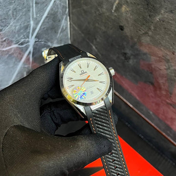 Omega semester aqua tera white rubber strap