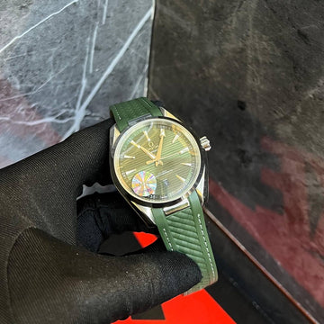Omega semester aqua tera green leather strap
