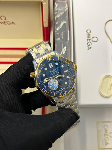 Omega semaster blue in gold steel strap