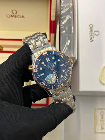 Omega semaster blue in rosegold steel strap