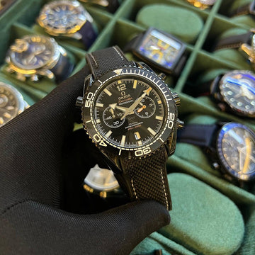 Omega speed master full black leather strap
