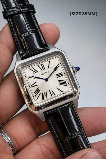 Cartier dumont silver black strap