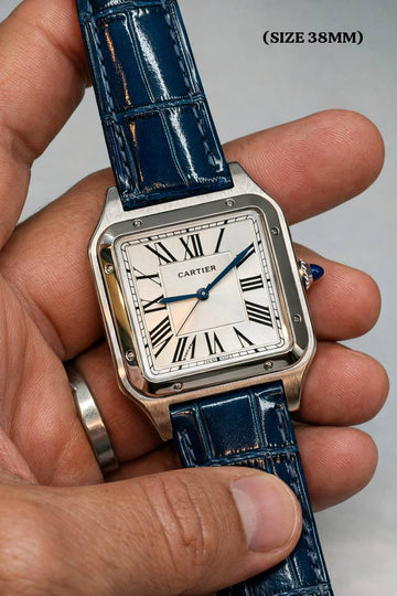 Cartier dumont silver blue strap