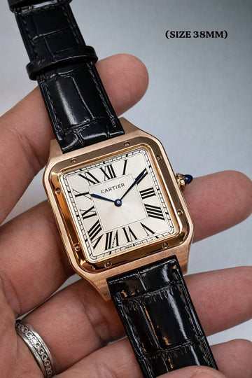 Cartier dumont silver in rose gold black strap