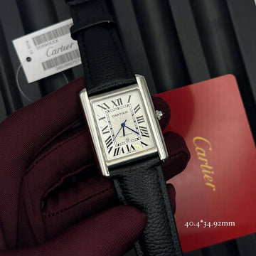 Cartier tank white black strap
