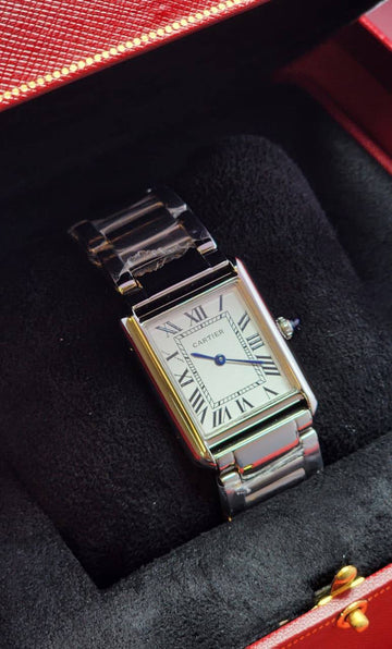 Cartier tank white steel strap