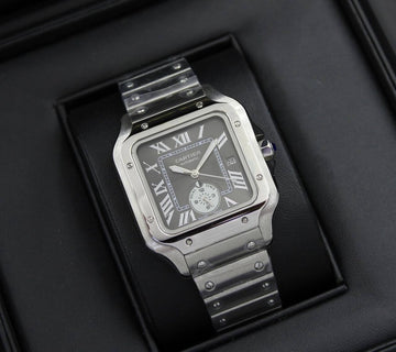 Cartier Santos chrono black steel strap