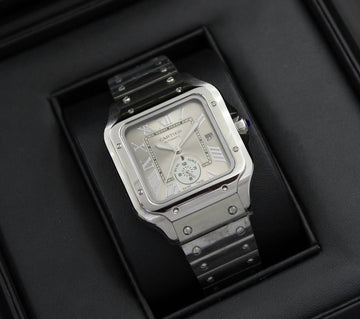 Cartier Santos chrono silver steel strap