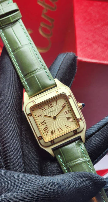 Cartier dumont yellow in green strap