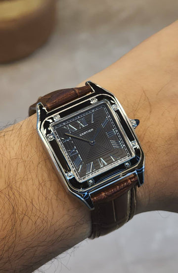 Cartier dumont black in brown strap