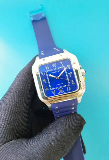 Cartier santos blue leather strap