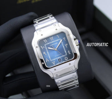 Cartier santos arabic dial blue steel strap