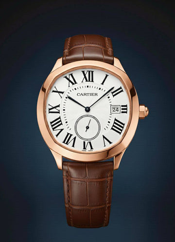 Cartier brown in silver in rose gold leather strap