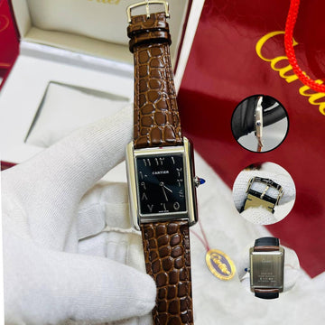 Cartier tank arabic dial leather strap