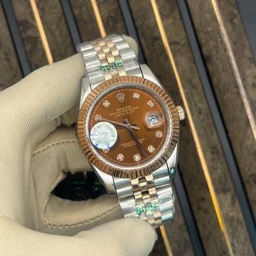Rolex date just jublie bracelet rose gold in silver