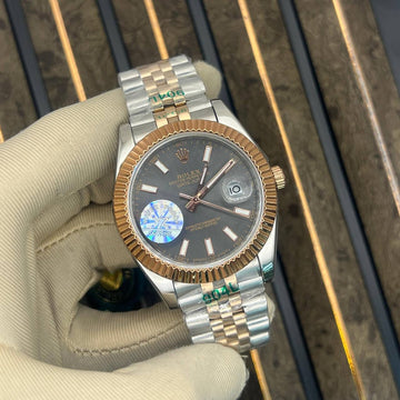 Rolex date just jublie bracelet grey in rose gold