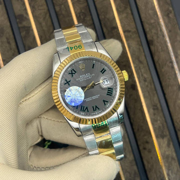 Rolex date just wembeldon oyster bracelet gold in silver