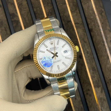 Rolex date just oyster bracelet gold in white