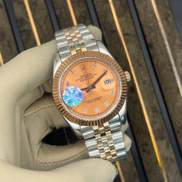 Rolex date just jublie bracelet rose gold in orange