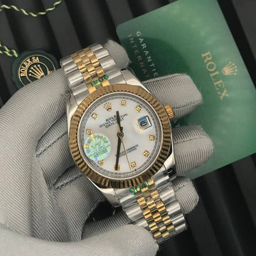 Rolex date just jublie bracelet gold in white