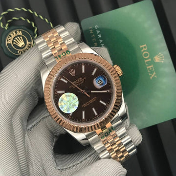 Rolex date just jublie bracelet rose gold in silver