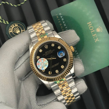 Rolex date just jublie bracelet rose gold in black