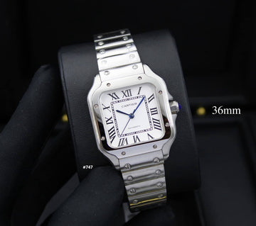 Cartier santos no date steel strap