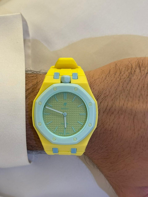 Royal Pop Octagonal Pendant Watch – Ice & Yellow
