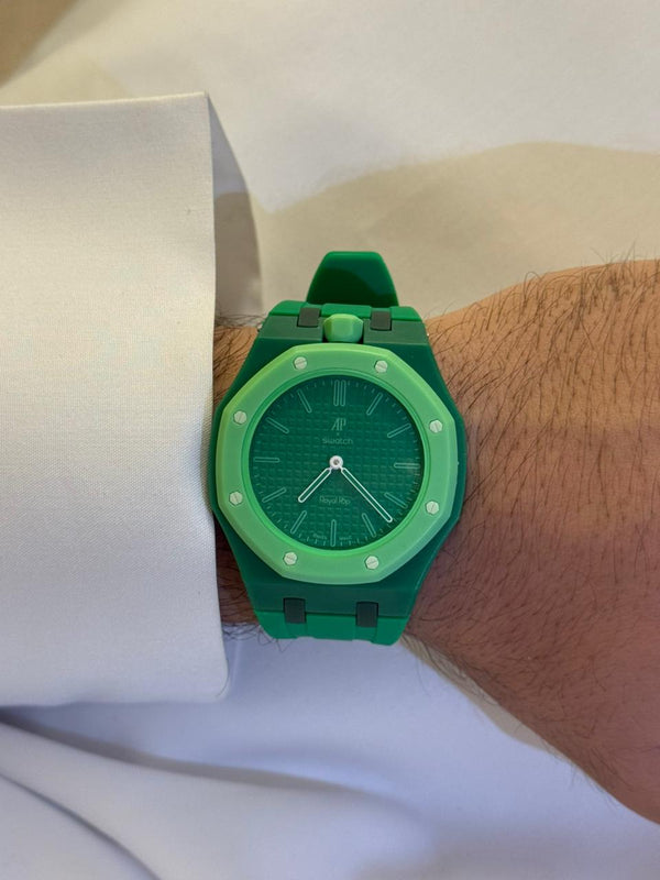 Royal Pop Octagonal Pendant Watch – Emerald & Lime Green