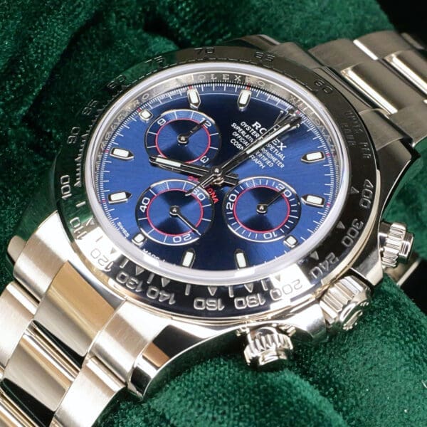 Rolex Cosmograph Daytona 40mm Complete Set Mint 18K White Gold Blue Dial 116509