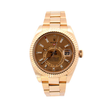 Rolex Sky Dweller Yellow 42mm Gold Champagne Stick Dial Watch Reference#: 326938