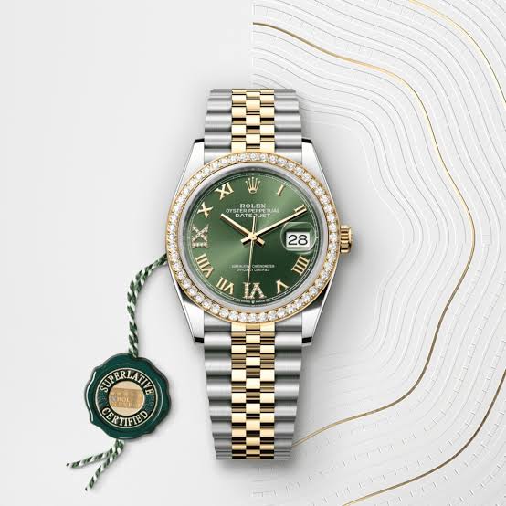 Rolex DATEJUST 36 Oyster, 36 mm, Oystersteel, yellow gold and diamonds