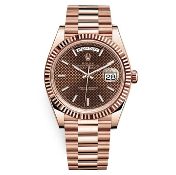 Rolex Day-Date 40 Presidential 228235 Fluted Bezel Chocolate Dial