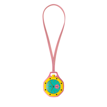 Royal Pop Octagonal Pendant Watch – Teal, Yellow & Pink Color-Block
