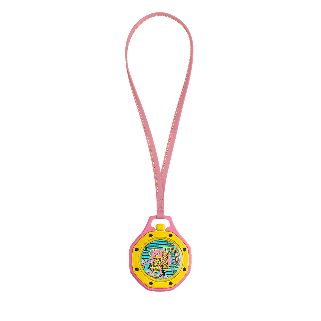 Royal Pop Octagonal Pendant Watch – Teal, Yellow & Pink Color-Block