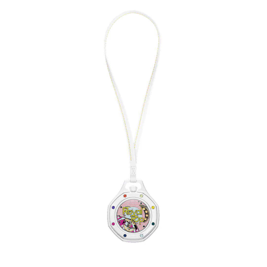 Royal Pop Octagonal Pendant Watch – Frost White & Rainbow