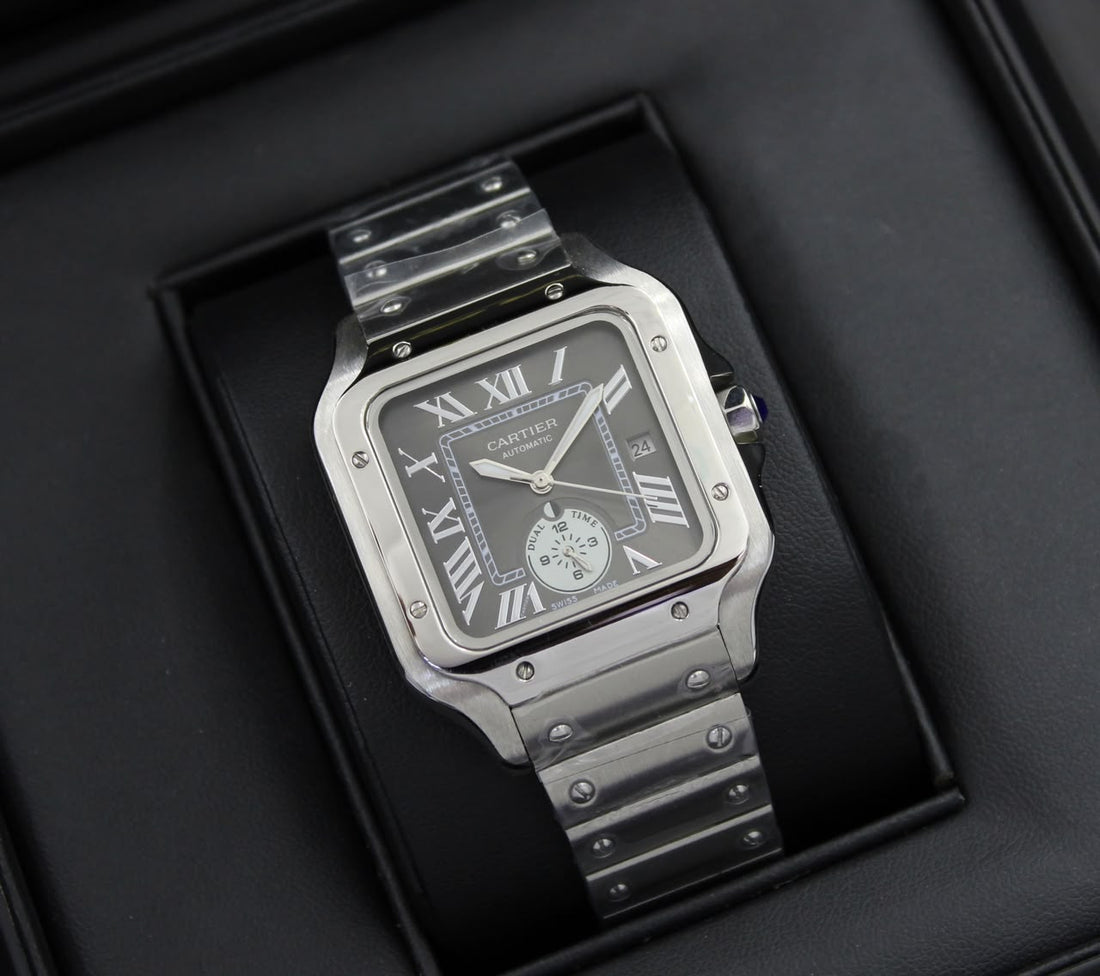 Cartier Santos chrono black steel strap