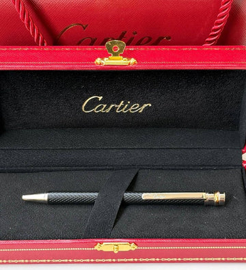 Santos de Cartier Black Engraved Composite Ballpoint Pen ST150185 / ST150191